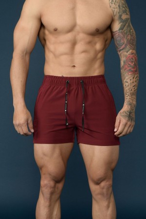 Young LA 101 Bodybuilding Short Shorts Burgundy | Australia SORCT-3215