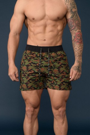 Young LA 101 Bodybuilding Short Shorts Camo | Australia TCLUF-1670