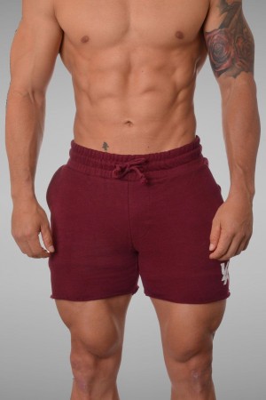 Young LA 102 Bodybuilding French Terry Shorts Burgundy | Australia PGHZM-2376