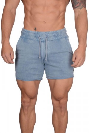 Young LA 102 Bodybuilding French Terry Shorts Blue | Australia GMUZJ-4019