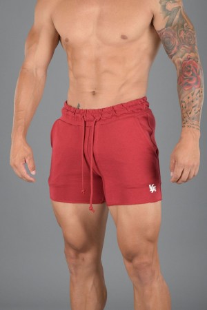 Young LA 102 Bodybuilding French Terry Shorts Red | Australia HKBJR-3425