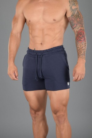 Young LA 102 Bodybuilding French Terry Shorts Navy | Australia CYVPE-5016