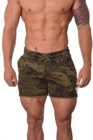 Young LA 102 Bodybuilding French Terry Shorts Camo | Australia GDXFV-3756