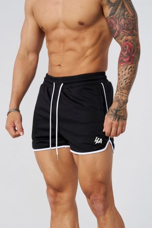 Young LA 1037 - Mesh Bodybuilding Shorts Black | Australia BPUEY-4182