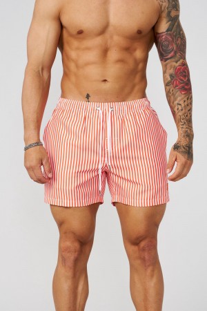 Young LA 1056 - Striped Swim Shorts Orange | Australia NSYLB-4187