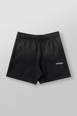 Young LA 1102 - Ultra-Soft Faded Shorts Black | Australia QAOFS-5413