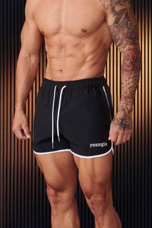 Young LA 125 - Olympic Shorts Black | Australia GDFMA-3218