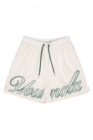 Young LA 155 Championship Shorts White Green | Australia KDBNT-1807