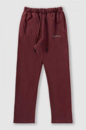 Young LA 2078 - Minimal No Cuff Joggers Burgundy | Australia GBSZW-4307