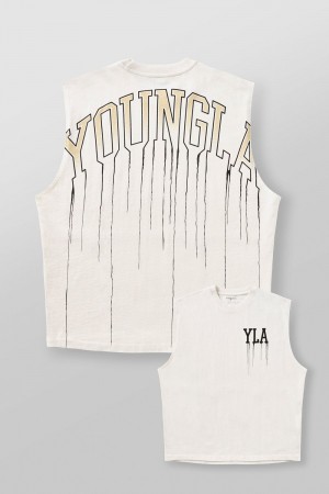 Young LA 3031 - Drip Muscle Tanks White | Australia CIUSA-9046