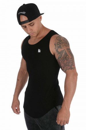 Young LA 314 Scoop Bottom Ribbed Tank Black | Australia DKQYM-0941