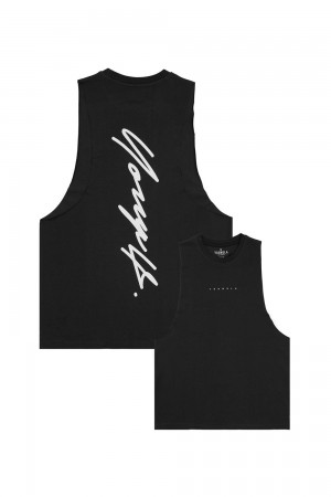 Young LA 323 Autograph Delt Tanks Black | Australia HDLGK-9624