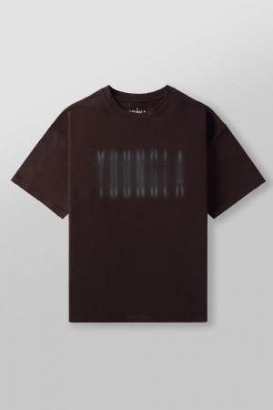 Young LA 4075 - Blurry Heavyweight Tee Dark Brown | Australia QZEFT-7093