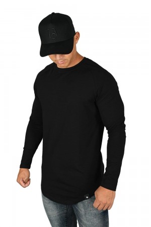 Young LA 410 Perfect Raglan Long Sleeve Shirts Black | Australia MPNBY-0826