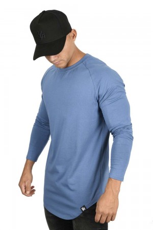 Young LA 410 Perfect Raglan Long Sleeve Shirts Blue | Australia VTYSZ-8435