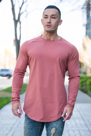 Young LA 410 Perfect Raglan Long Sleeve Shirts Pink | Australia VBKSP-5938