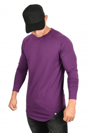 Young LA 410 Perfect Raglan Long Sleeve Shirts Purple | Australia BKJVW-3964