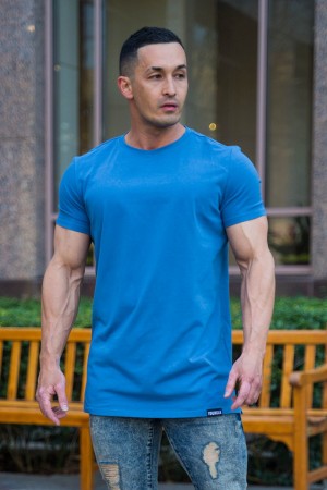 Young LA 411 Perfect Tee - Straight Bottom Blue | Australia POQUC-2158