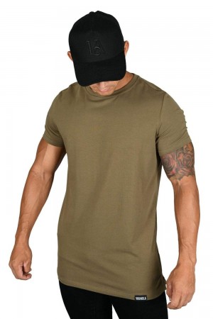 Young LA 411 Perfect Tee - Straight Bottom Olive | Australia ELGQR-7569