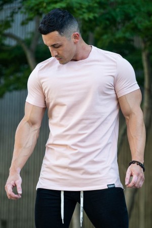 Young LA 411 Perfect Tee - Straight Bottom Pink | Australia KLRVF-3124