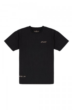 Young LA 414 Signature Tees Black | Australia DYVAR-6318