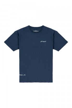 Young LA 414 Signature Tees Dark Blue | Australia LBRSU-9036