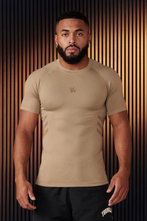 Young LA 425 - Iron Compression Tees Beige | Australia VZRKT-8942