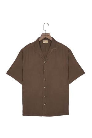 Young LA 444 - Tulum Shirts Brown | Australia PBDXK-9613