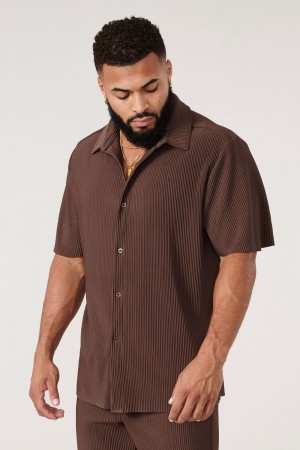 Young LA 448 Pleated Festival Shirts Dark Brown | Australia ATJPO-9184