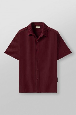 Young LA 448 - Pleated Festival Shirts Burgundy | Australia CVRBT-2608