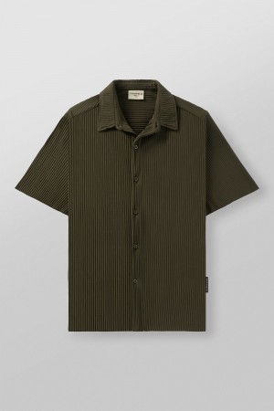 Young LA 448 - Pleated Festival Shirts Olive | Australia TCQEZ-8904