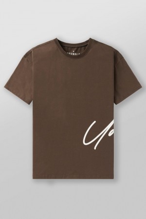 Young LA 462 - Side Signature Tees Brown | Australia HDPBV-6107