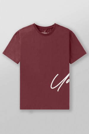 Young LA 462 - Side Signature Tees Burgundy | Australia PNBYL-3947