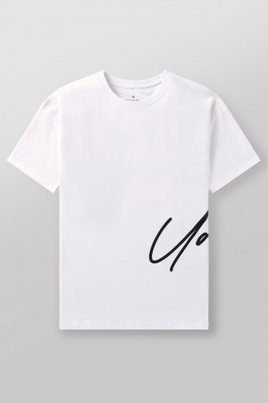 Young LA 462 - Side Signature Tees White | Australia VAJGS-5346