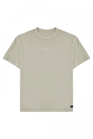 Young LA 472 - Mellow Logo Tees Olive | Australia DNJPY-4381