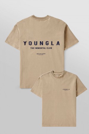 Young LA 473 - Immortal Club Tees Beige | Australia NYKAX-6438