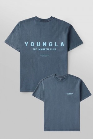 Young LA 473 - Immortal Club Tees Blue | Australia YLBUT-7538