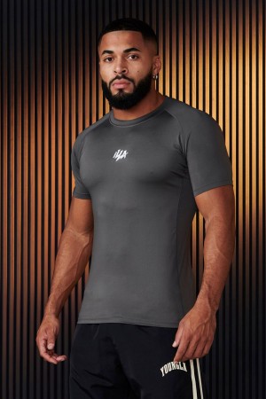 Young LA 474 - Speed Compression Tees Dark Grey | Australia LXJFP-2580