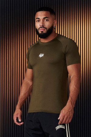 Young LA 474 - Speed Compression Tees Olive | Australia BWHIX-5793