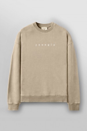 Young LA 5099 - Love Sets - Crewnecks Khaki | Australia FTSNK-4503