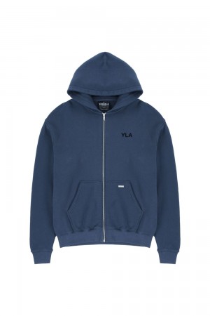 Young LA 515 Monarch Zip-Up Hoodie Blue | Australia XLIAR-2586