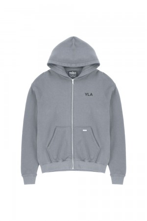 Young LA 515 Monarch Zip-Up Hoodie Grey | Australia QMRIV-2654