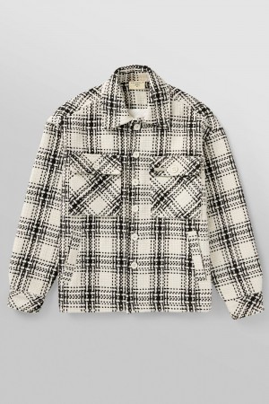 Young LA 519 - Woven Flannel Jackets White Black | Australia PYCKQ-8469