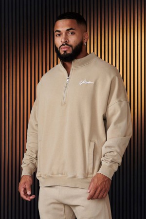 Young LA 520 - Sunday Quarter Zips Beige | Australia HADBX-8091