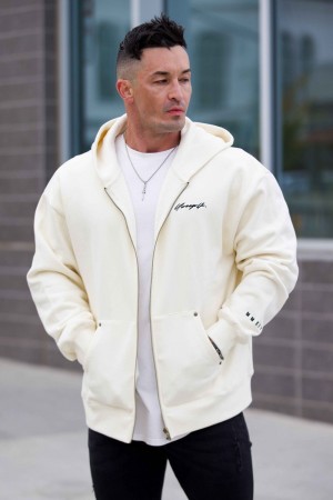 Young LA 546 Rivet Zipup Hoodies Cream | Australia MQJAZ-6870