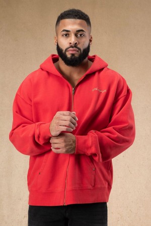 Young LA 546 Rivet Zipup Hoodies Red | Australia KATNS-1724