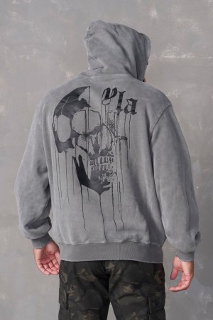 Young LA 551 - Drippy Skull Hoodie Grey | Australia NLDIJ-2869