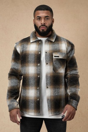 Young LA 556 High Profile Flannel Jacket Brown Black | Australia MSZYX-2091