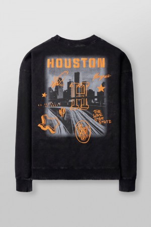 Young LA 565 - Us Tour Crewnecks Black | Australia HFEQP-1748