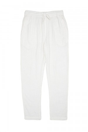 Young LA 621 - Simply Linen Pants White | Australia FGXBV-1208